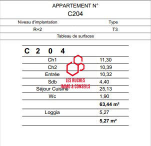 Appartement - 63 m² - 3 pièces