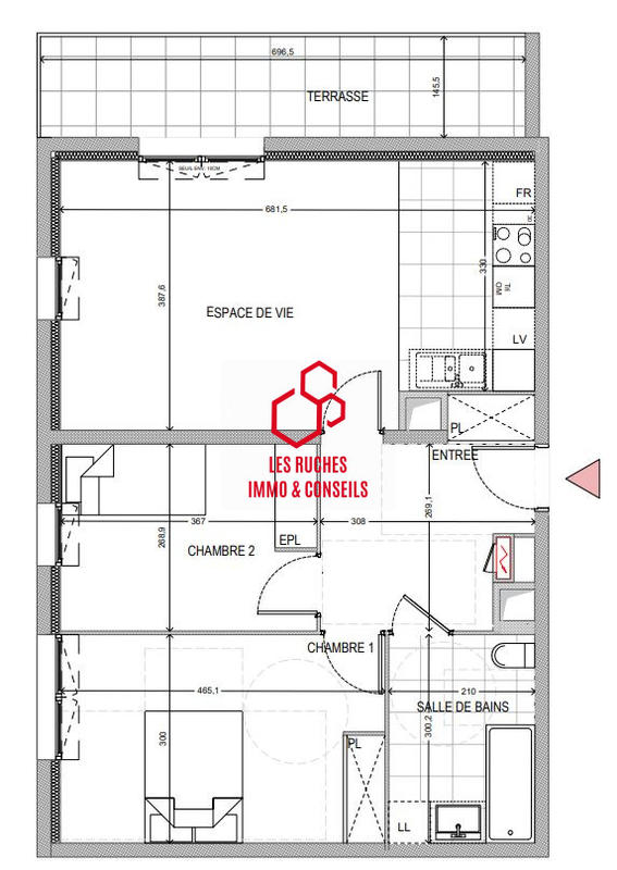 Appartement - 64 m² - 3 pièces
