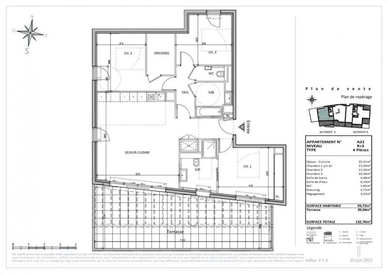 Appartement - 94 m² - 4 pièces
