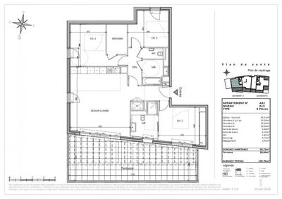 Appartement - 94 m² - 4 pièces