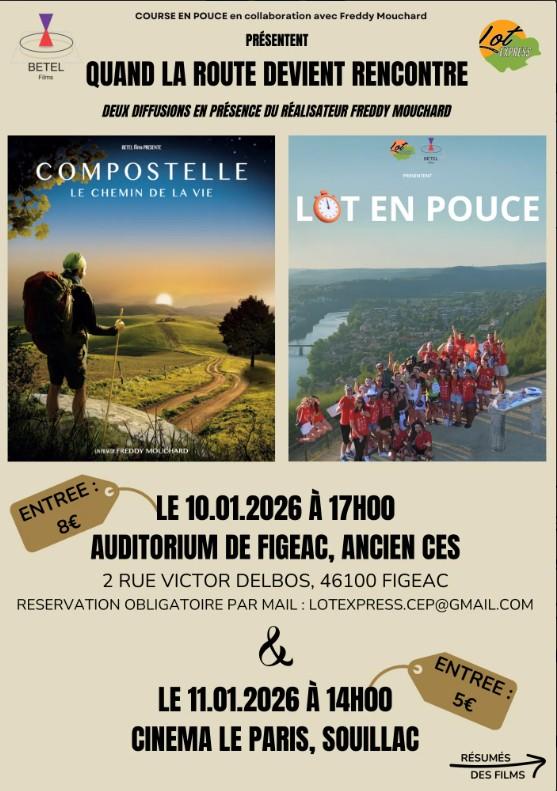 Ciné rencontre à Figeac :  &quot;Compostelle, chemin de vie&quot; et &quot;Lot en pouce&quot;