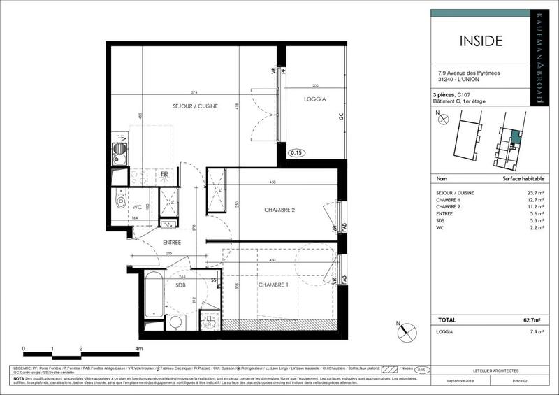 Appartement - 62 m² - 3 pièces