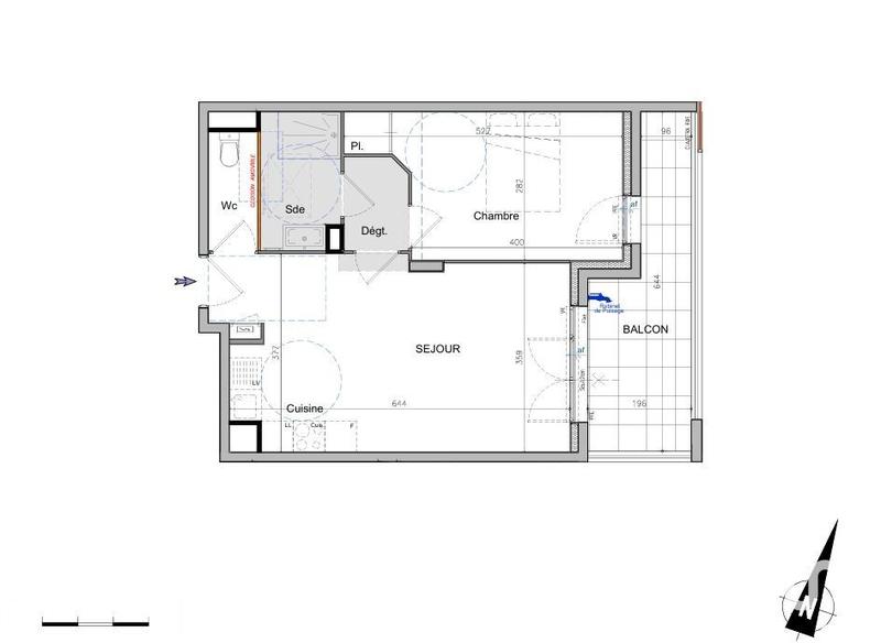 Appartement - 44 m² - 2 pièces