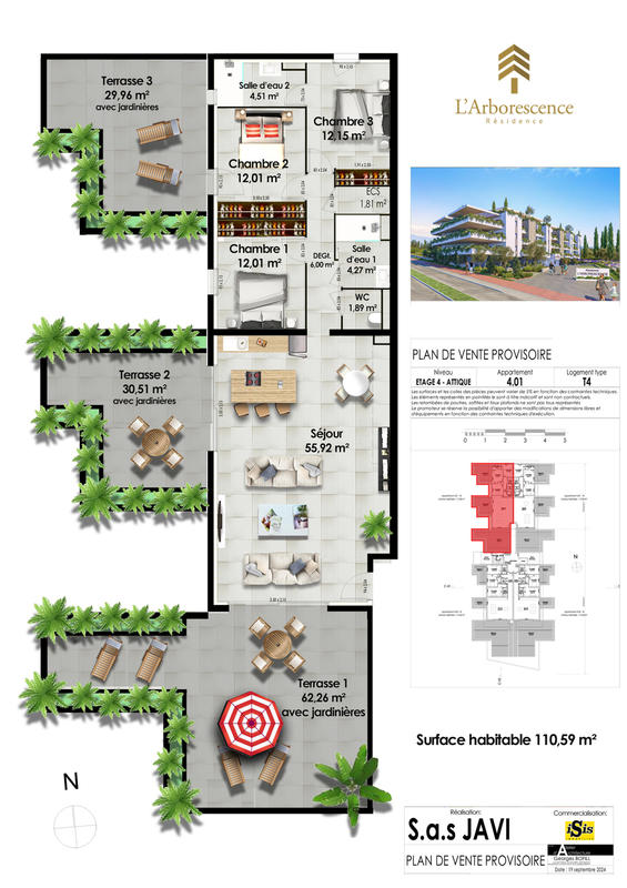 Appartement - 110 m² - 4 pièces
