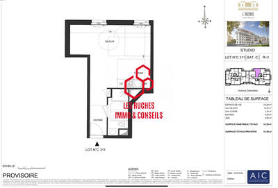 Appartement - 38 m² - 1 pièce