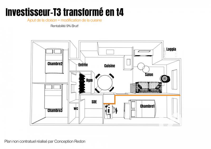 Appartement - 63 m² - 3 pièces