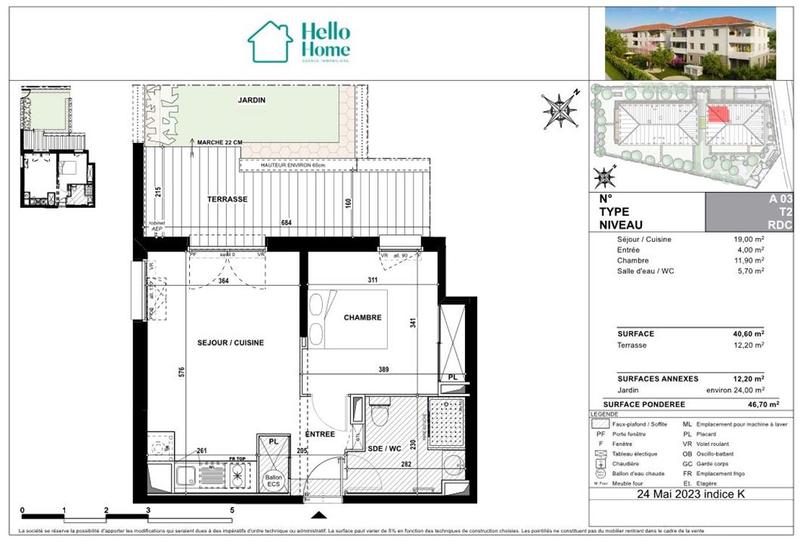 Appartement - 41 m² - 2 pièces