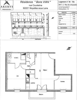 Appartement - 49 m² - 2 pièces