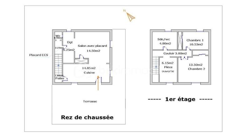 Maison de ville - 78 m² - 4 pièces