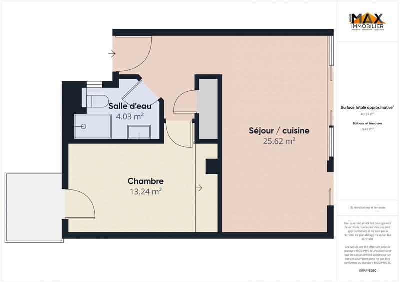 Appartement - 45 m² - 2 pièces