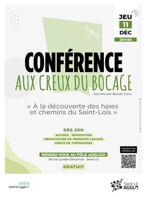 Conférence aux creux du bocage &quot;À la découverte des haies et chemins du Saint-Lois&quot;