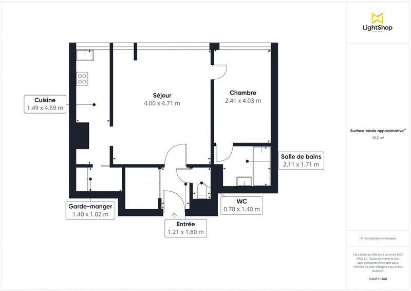 Appartement - 46 m² - 2 pièces
