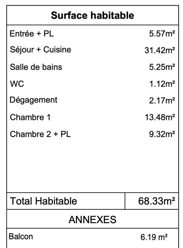 Appartement - 68 m² - 3 pièces