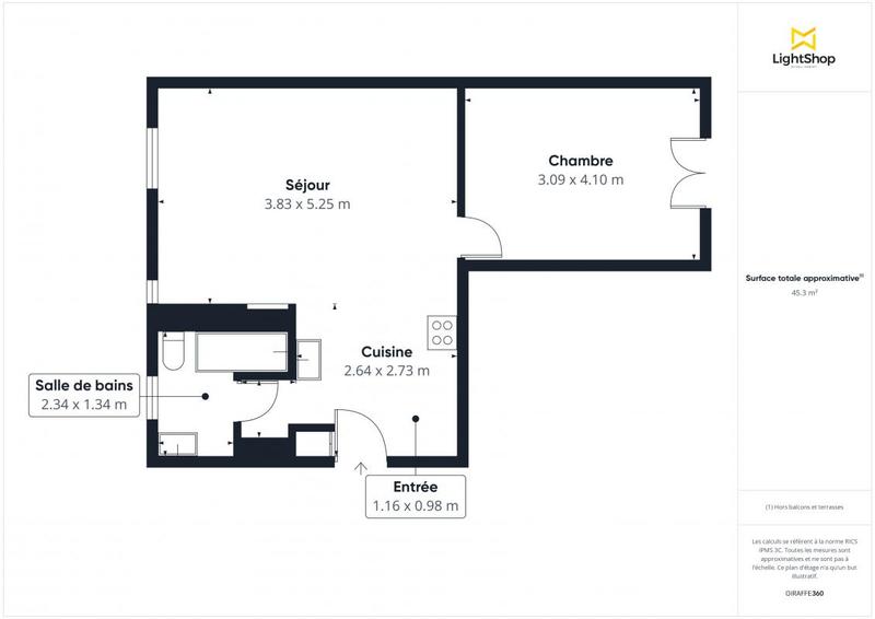 Appartement - 45 m² - 2 pièces