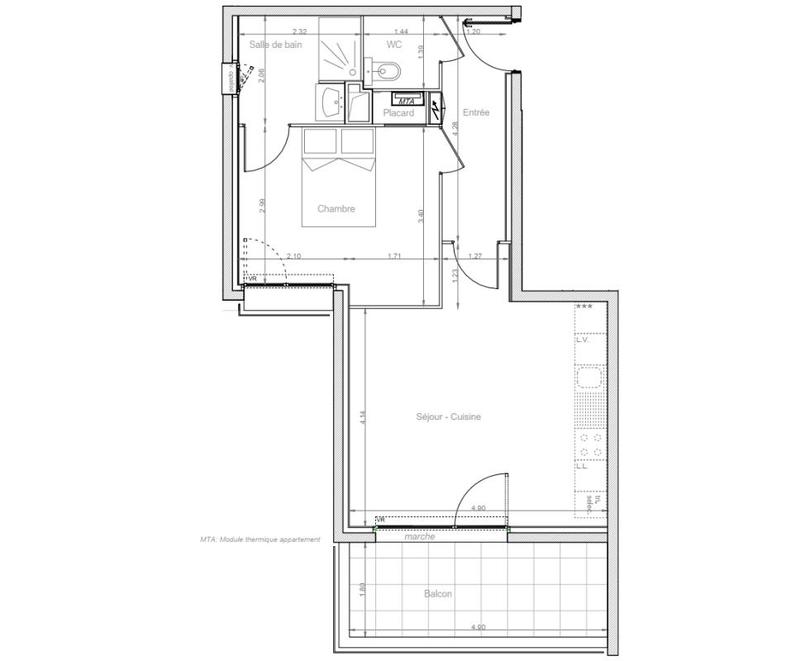 Appartement - 46 m² - 2 pièces