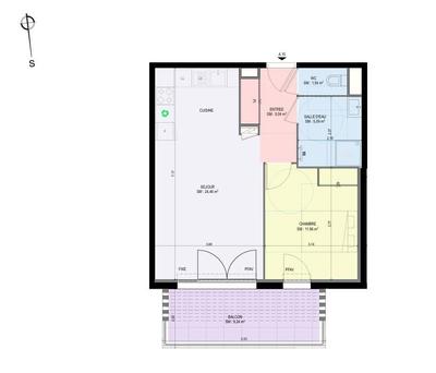 Appartement - 48 m² - 2 pièces