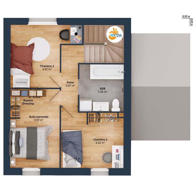 Maison - 74 m² - 5 pièces