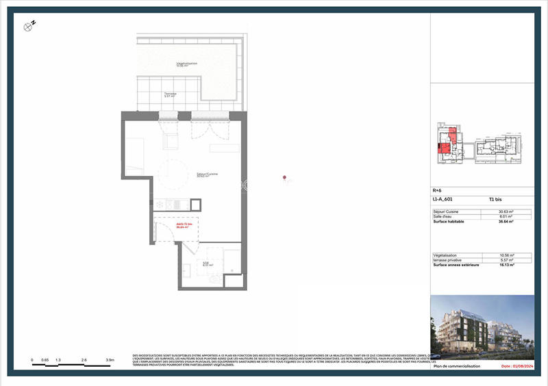 Appartement - 37 m² - 1 pièce