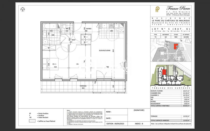 Appartement - 61 m² - 3 pièces