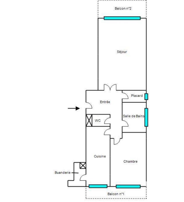 Appartement - 67 m² - 2 pièces
