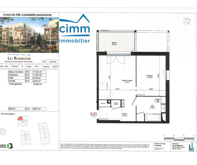 Appartement - 42 m² - 2 pièces