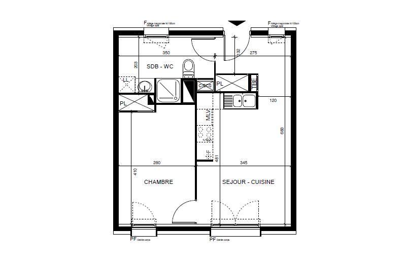 Appartement - 41 m² - 2 pièces