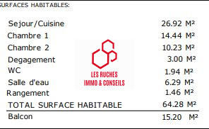 Appartement - 64 m² - 3 pièces