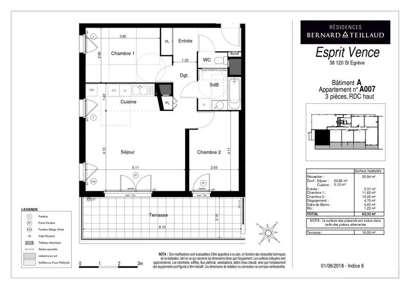 Appartement - 63 m² - 3 pièces