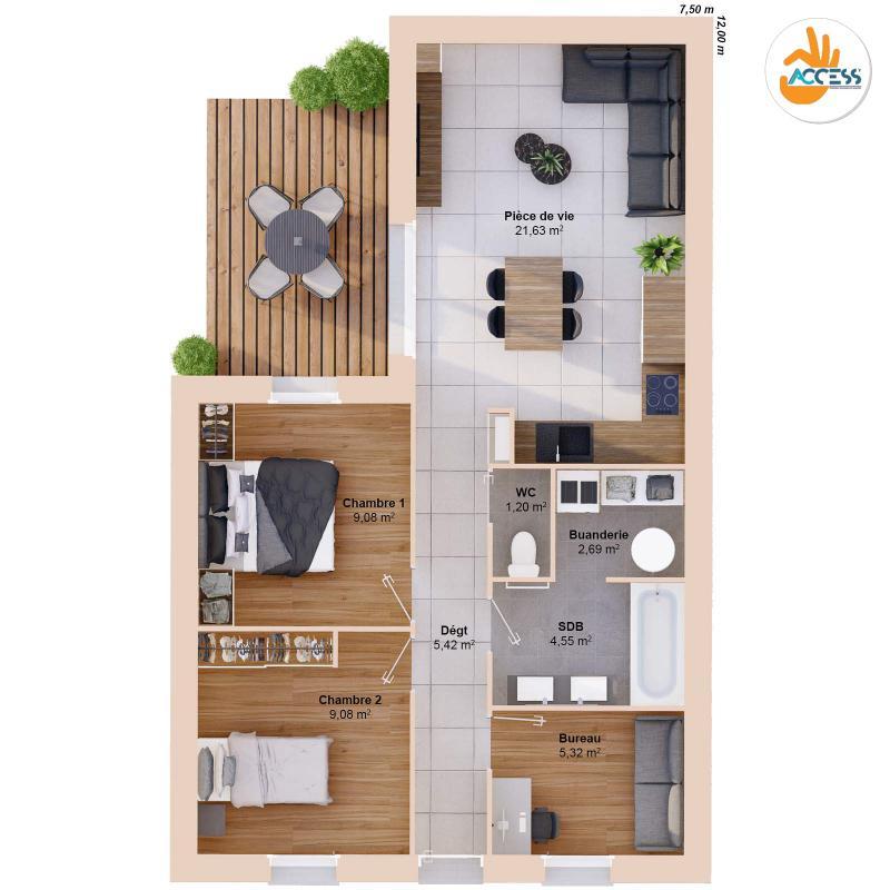 Maison - 59 m² - 5 pièces