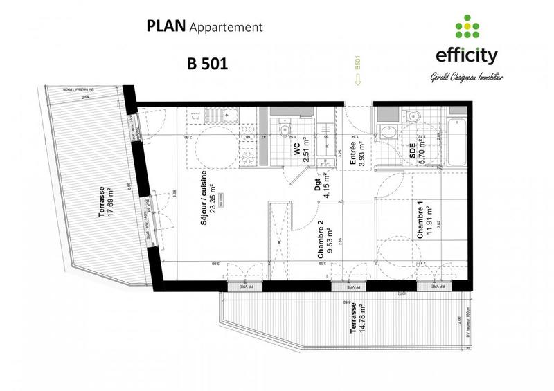 Appartement - 61 m² - 3 pièces