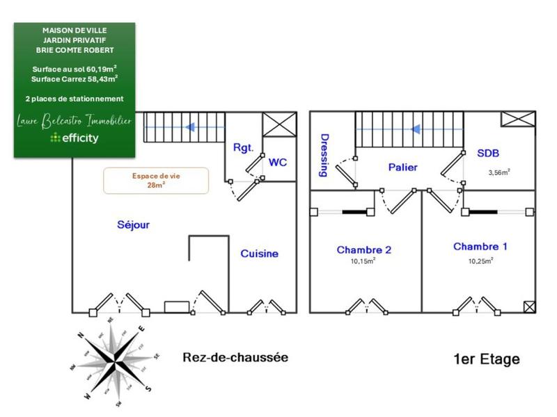 Maison - 60 m² - 3 pièces