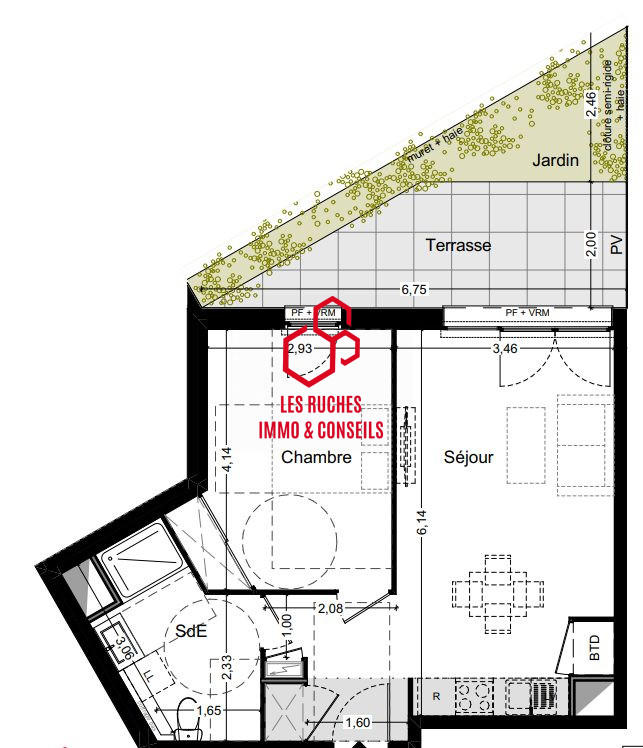 Appartement - 45 m² - 2 pièces