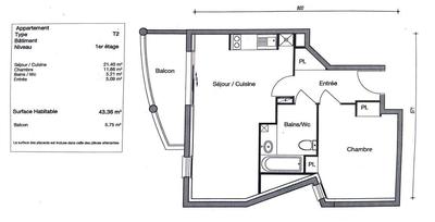Appartement - 43 m² - 2 pièces