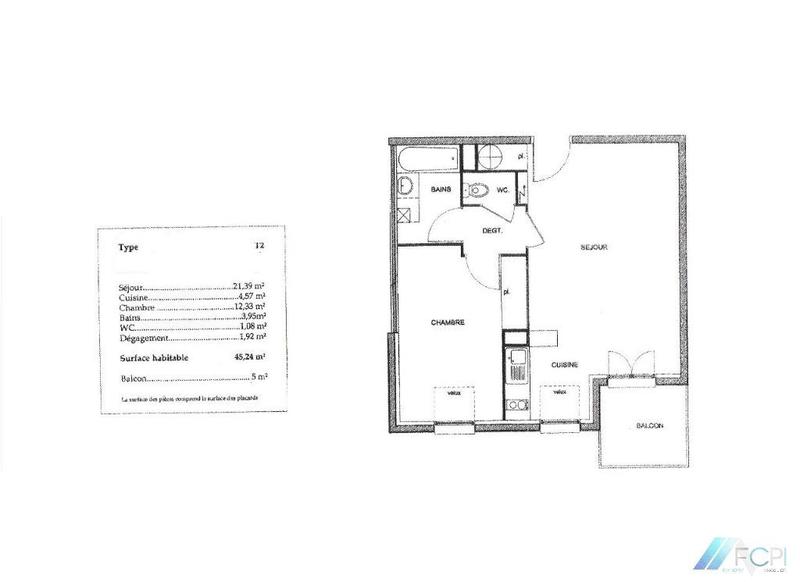 Appartement - 45 m² - 2 pièces