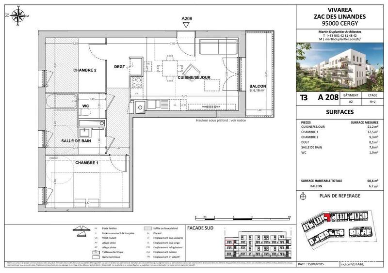 Appartement - 61 m² - 3 pièces