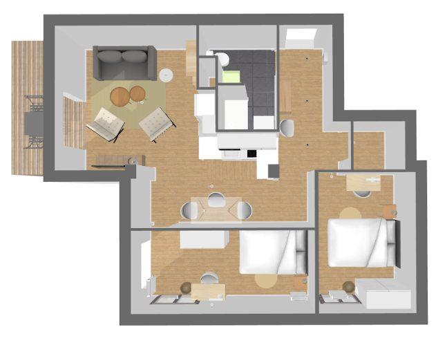 Appartement - 56 m² - 3 pièces