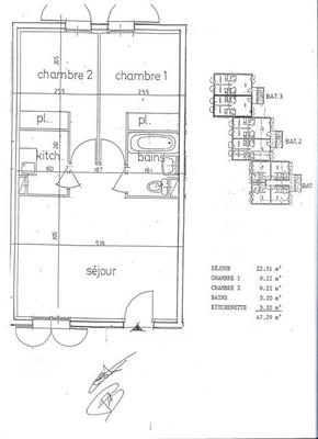 Appartement - 47 m² - 3 pièces