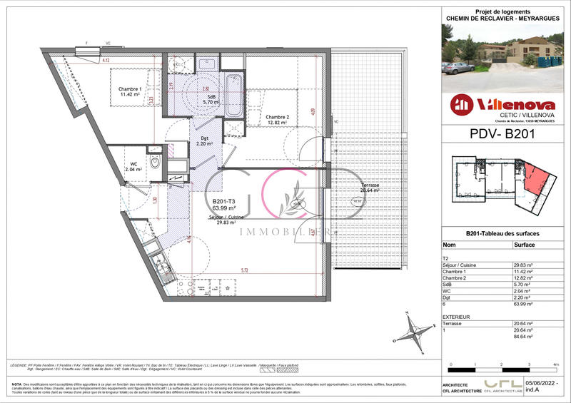 Appartement - 64 m² - 3 pièces
