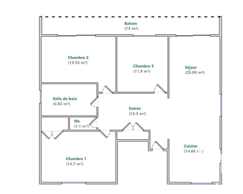 Appartement - 98 m² - 4 pièces