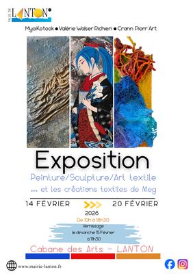 Exposition Cabane des Arts : peinture, sculpture et art textile