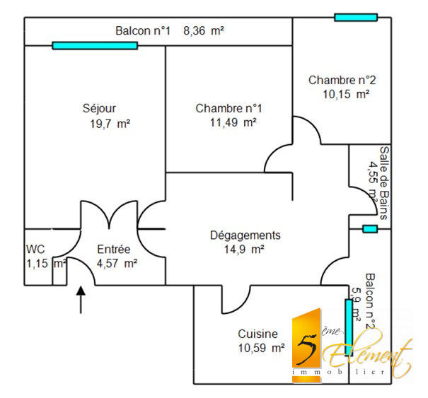 Appartement - 77 m² - 3 pièces