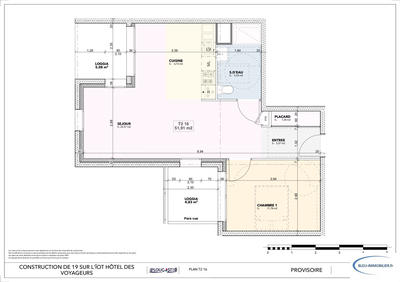 Appartement - 51 m² - 2 pièces