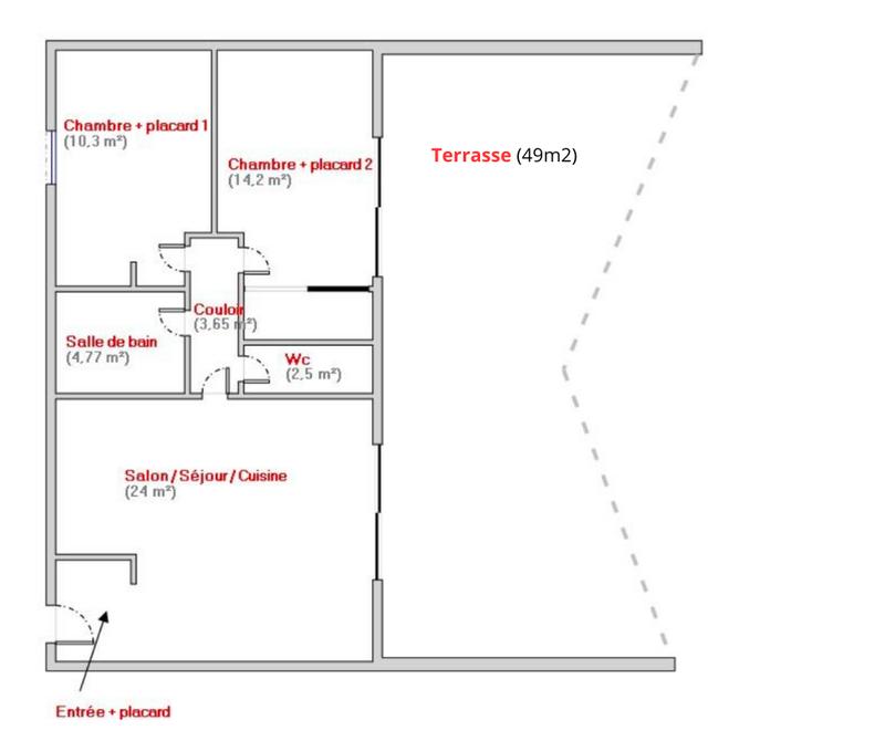 Appartement - 61 m² - 3 pièces
