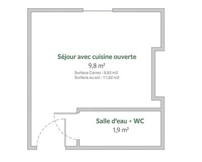 Appartement ancien - 12 m² - 1 pièce