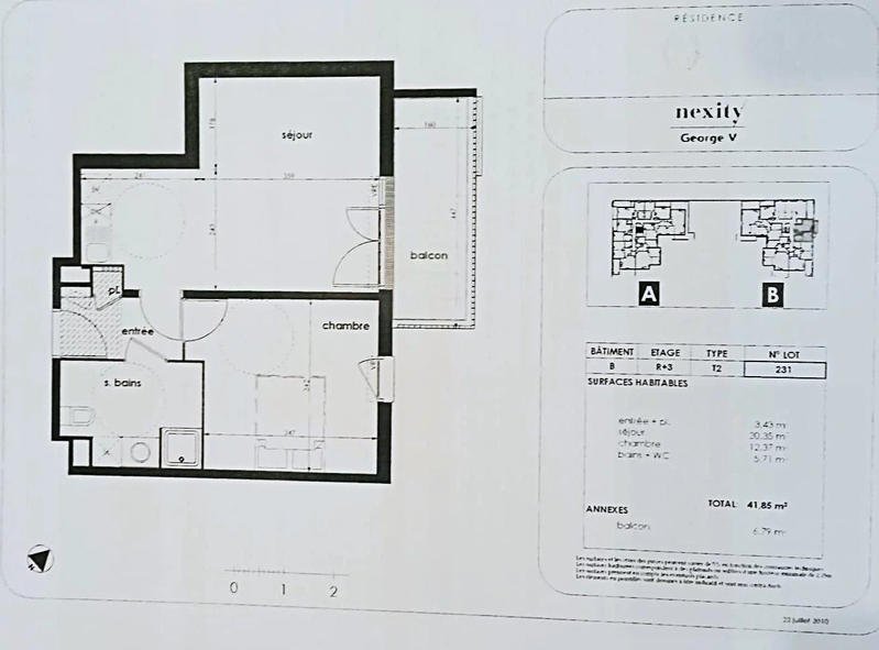 Appartement - 43 m² - 2 pièces