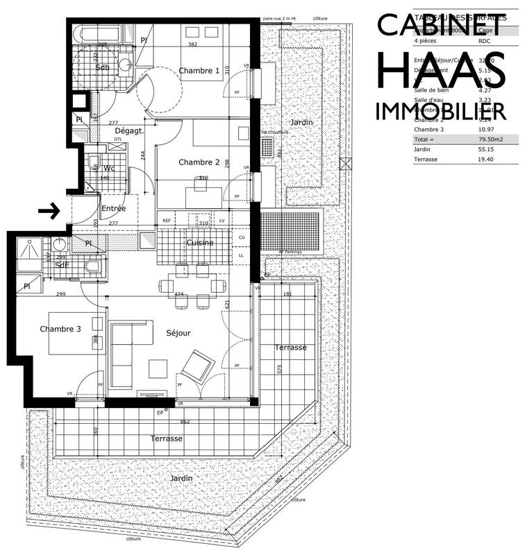 Appartement - 80 m² - 4 pièces