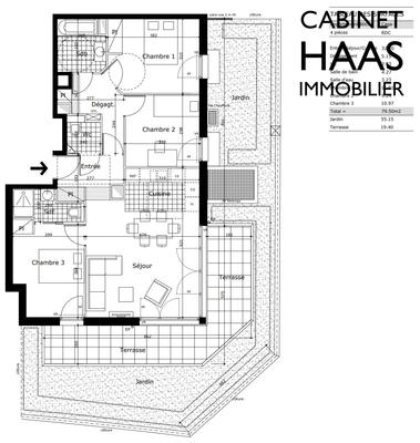 Appartement - 80 m² - 4 pièces