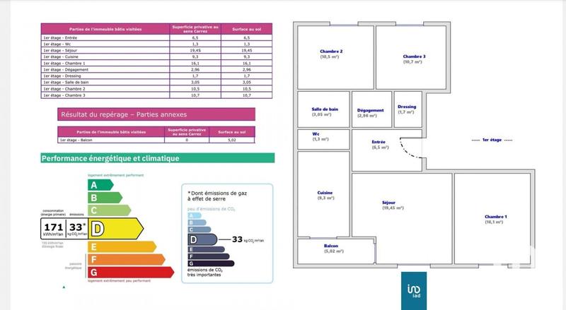 Appartement - 82 m² - 4 pièces