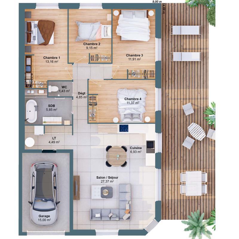 Maison - 97 m² - 6 pièces