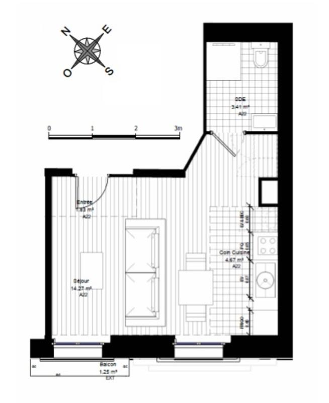 Appartement - 24 m² - 1 pièce